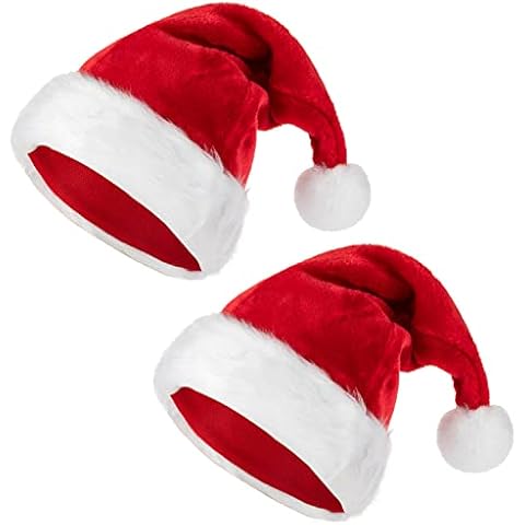 ToRhine Christmas Santa Hat Xmas Holiday Hats for Adults Velvet Fur Comfort Hat for Christmas Holiday Decor Red and White Thicken Party Supplies Hat Cover