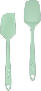 2-Piece Silicone Kitchen Utensils Set – Non-Stick Cooking Utensils with Heat Resistant up to 450°F, BPA, Dishwasher Safe, Includes Spoon Spatula & Scraping Spatula – Pistachio