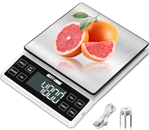 NEXT-SHINE Digital Kitchen Scale 5kg/11lb, 0.1g Precision Recharg...