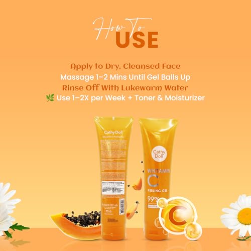 Image of Cathy Doll Whitamin C Peeling Gel 320g | Korean Vitamin C Face Scrub | Dead Skin Remover | Brightening Exfoliator for Glowing Glass Skin | Sensitive Skin Safe | K-Beauty