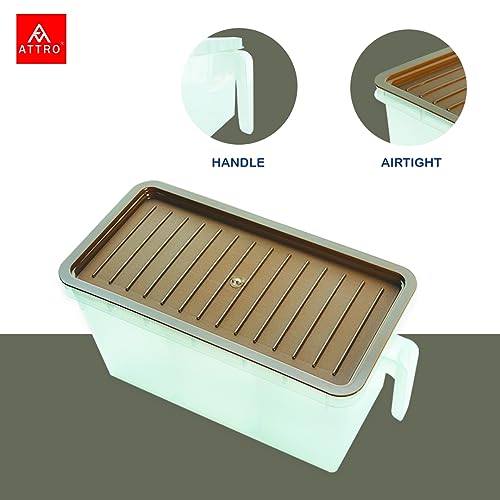 Image of Attro Air Tight Food and Storage Container 3 Detachable Small Storage Boxes with 1 lid Used to Store 3 diffrent Food Items in a 1 Box BPA Free, Food Grade,Freezer Safe, 5000ml-Brown