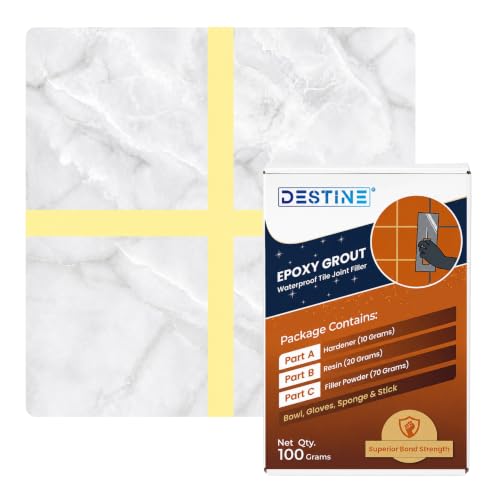Image of DESTINE Epoxy Grout for Tiles (110 Colours)(100 g), Waterproof Joint Filler, Crack Filler, Tiles Gap Filler, Stain Free, Acid & Chemical Resistance Epoxy Grout (Cream)