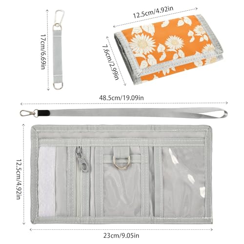 ALAZA Kids Wallets for Boys Girls Toddler Trifold Wallet Children Small Sunflowers Orange with Zipper Coin Pocket3