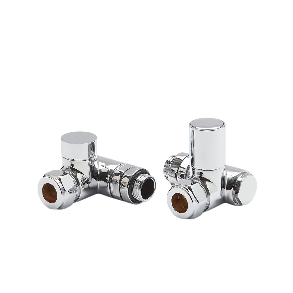 Milano Chrome Manual Dual Fuel Corner Heated Towel Rail Radiator Valves