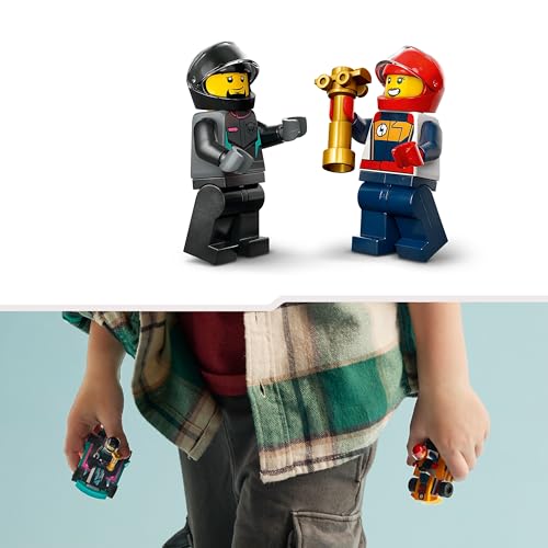 LEGO City Go-Karts mit Rennfahrern, Set mit 2 Rennfahrer-Minifiguren und Rennautos, Auto-Spielzeug ab 5 Jahren für Jungs und Mädchen, lustiges Geschenk für Kinder 60400