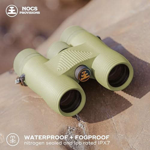 Image of Nocs Provisions Field Issue 10x32 Waterproof Binoculars | Lightweight,Compact, 10x Magnification,Wide Field of View with Fully Multi-Coated Lenses for Bird Watching,Camping Hunting, and Hiking - Green