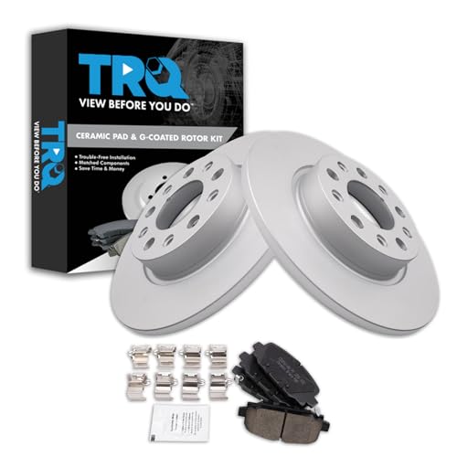 Image of TRQ Rear Brake Pad and Rotor Set Ceramic Coated Rotors Compatible with 2018-2022 Jeep Compass