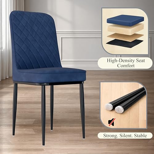 Image of Jewel Premium Velvet Dining Chair with Strong Metal Legs, Cushioned Seat, Chair for Dining, Living Room, Bedroom & Balcony (Blue)