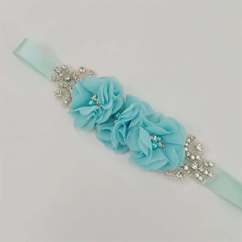 CHANYI Gürtel für Damen Kleid Perle Strass Chiffon Stoff Blume Braut Gürtel Mit Langem Polyester Band Mädchen Hochzeit Sashes Blumengürtel Kleid Dekor