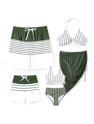 Image of PATPAT Family Matching Summer Swimsuits, Two Piece Bathing Suits Tropical Plant Floral Print Swim Trunks Shorts