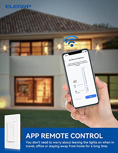 Elegrp Smart Dimmer Light Switch Dtr10, Single Pole Setup, 2.4Ghz Wi-Fi Touch Dimmer Compatible With Alexa And Google Assistant, Needs Neutral Wire, No Hub Required, Ul And Fcc Listed, White, 2 Pack #TOP3