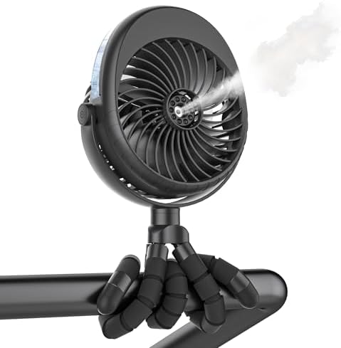 2026 Upgraded Misting Baby Stroller Fan Rechargeable, Flexible Tr...