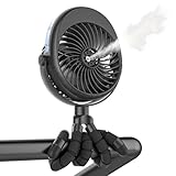 2026 Upgraded Misting Baby Stroller Fan Rechargeable, Flexible Tripod Clip for Car Seat Crib, Baby Shower Gifts & Baby Registry Search, Newborn Essentials for Beach Travel, Disney Summer Essentials