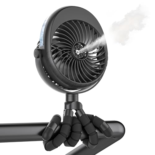 Image of 2026 Upgraded Misting Baby Stroller Fan Rechargeable, Flexible Tripod Clip for Car Seat Crib, Baby Shower Gifts & Baby Registry Search, Newborn Essentials for Beach Travel, Disney Summer Essentials