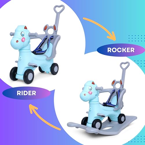 eHomeKart 2 in 1 Horse Ride-On Rocker and Rider for Kids - Boys & Girls Age 1-3 Years, Blue - Image 2