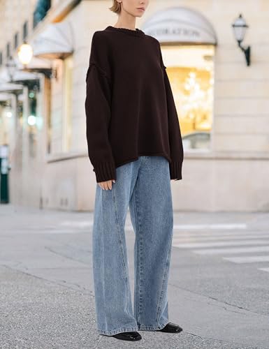 Women Casual Knit Pullovers Long Sleeve Chunky Crewneck Sweaters Top 2025 Fall Clothes3