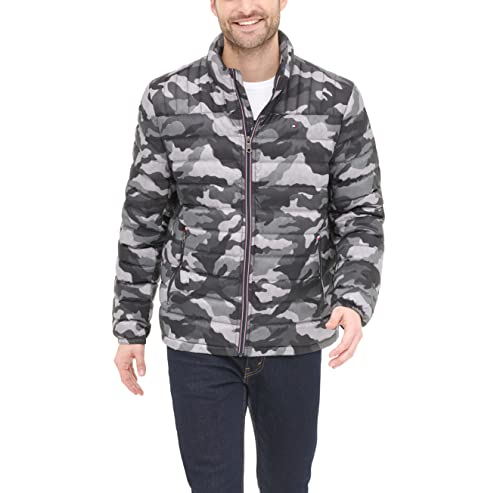 Image of Tommy Hilfiger Mens Embroidered Logo Puffer Jacket
