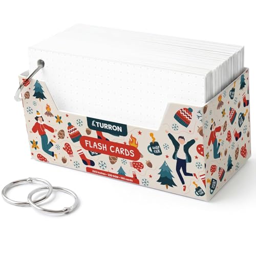 Image of Turron Premium Blank Index Flash Cards | Punched with Binder Rings for Study, Notes & Revision (150, White, 4 x 6 Inch, Dotted)