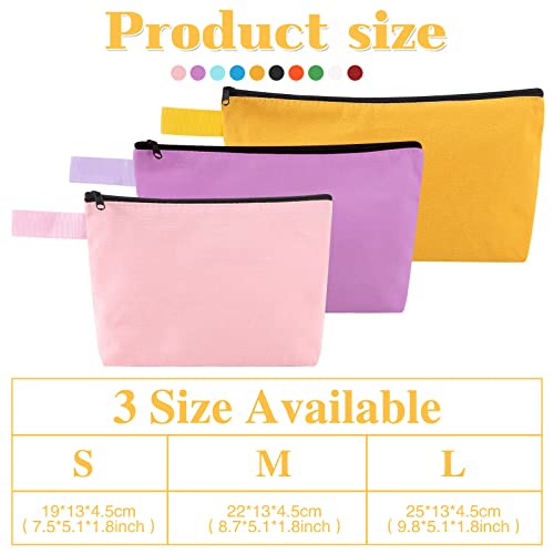 30 Pieces Canvas Makeup Bag Bulk, 3 Sizes 10 Colors Travel Cosmetics Bag Small Makeup Pouch Toiletry Bag For Women #TOP1