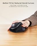 ProtoArc EM03 NL Bezprzewodowa mysz trackball Bluetooth, palec wskazujący, ergonomiczna, ładowalna, 2,4 G i podwójne połączenie Bluetooth do wielu urządzeń PC, Mac, Windows Office Work - czarna