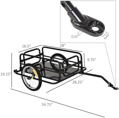 Foldable Bike Cargo Trailer Portable Compact Bicycle Wagon Storage Cart with Universal Hitch Heavy Duty Bike Attachment