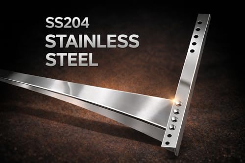 Image of SS204 Heavy Duty Stainless Steel AC Stand Wall Mount Bracket for 2-5 Ton | 2 mm Thick | 24-Inch Support Arms | Complete SS Fastener Kit