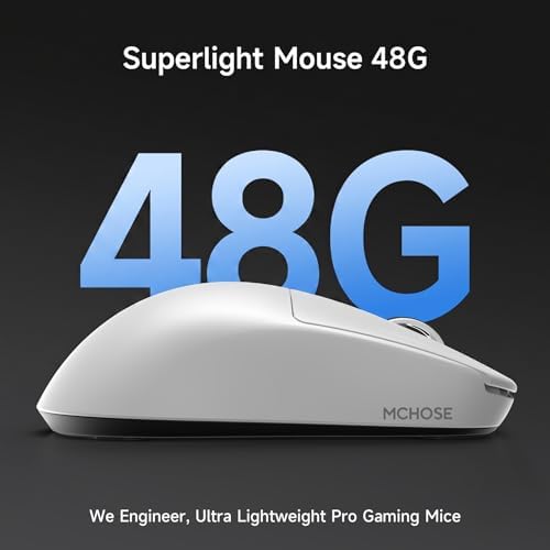 MCHOSE L7 Ultra+ Wireless Gaming Mouse, Lightweight 48g, Ergonomic Mouse with 42K DPI, PAW3950, Optical Switch, 20000 FPS, Dual 8K Polling, 7 Programmable Buttons, 3-Mode Connect, PC/Mac - White — view 6