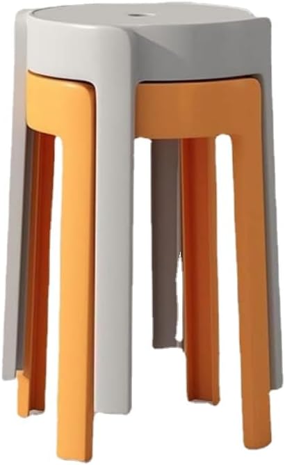GAORUIFENG Stacking Chair Stacking Stool Set of 2 Food Stall Chair Folding Chair Stool Plastic Stool Round Bench Simple Living Room Stackable (B) (D)
