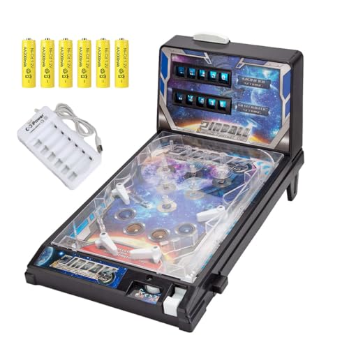 Xenotrix Mini Pinball Machine - Tabletop Pinball Game for Adults, Home Arcade with Light, Desktop Ball Shooting Toy - Pinball Gifts (Plug-in Version)