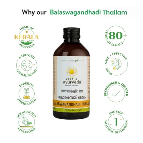 Image of KERALA ayurveda Balaswagandhadi Tailam 200ml | Improved Muscle Strength| Relieves Weakness & Tiredness After Illness | Herbal Massage Oil | With Bala, Aswagandha, Laksha, and Sesame Oil