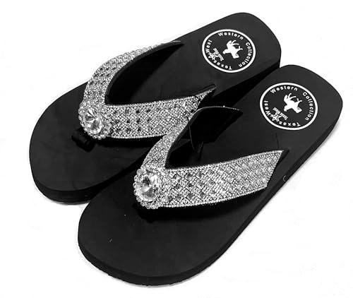New Texas West Women's Sliver Blingbling Flip Flops