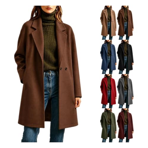 Lainyong Wool Coats for Women Winter Oversized Long Jackets with Pockets - image 1