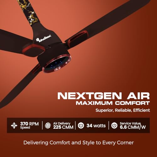 Image of Khaitan Ornate Super - 1200mm BLDC Ceiling Fan with Remote | 5 Star Rated | Durable & Long-lasting | Energy Saving | 3-Years Warranty | Pack of 1 | Smoke Brown
