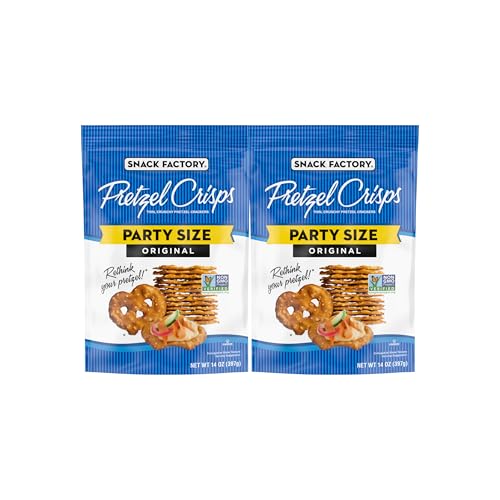 Snack Factory Original Pretzel Crisps, Non-GMOParty Size Bag, 14 oz (Pack of 2)