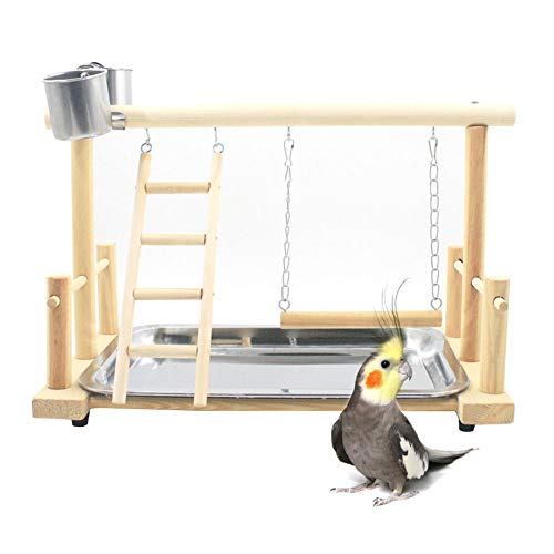 Parrot Playstand parque para pájaros de madera, soporte para gimnasio, parque de...