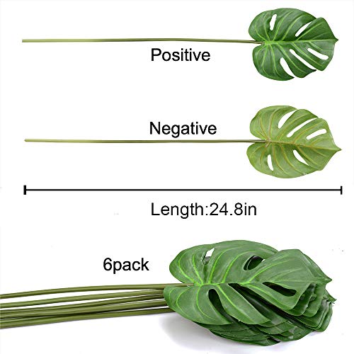 DVGUN 6 Pack Artificial Palm Plants Leaves Faux Turtle Leaf Fake Tropical Large Palm Tree Leaves Imitation Leaf Artificial Plants for Home Kitchen Party Flowers Arrangement Wedding Decorations