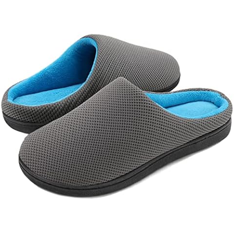 Wishcotton Men's Warm Slip On Slippers with Cozy Memory Foam, Closed Toe Man House Shoes, Lightweight Indoor/Outdoor Sole, Dark Grey, 10/11 UK Cover