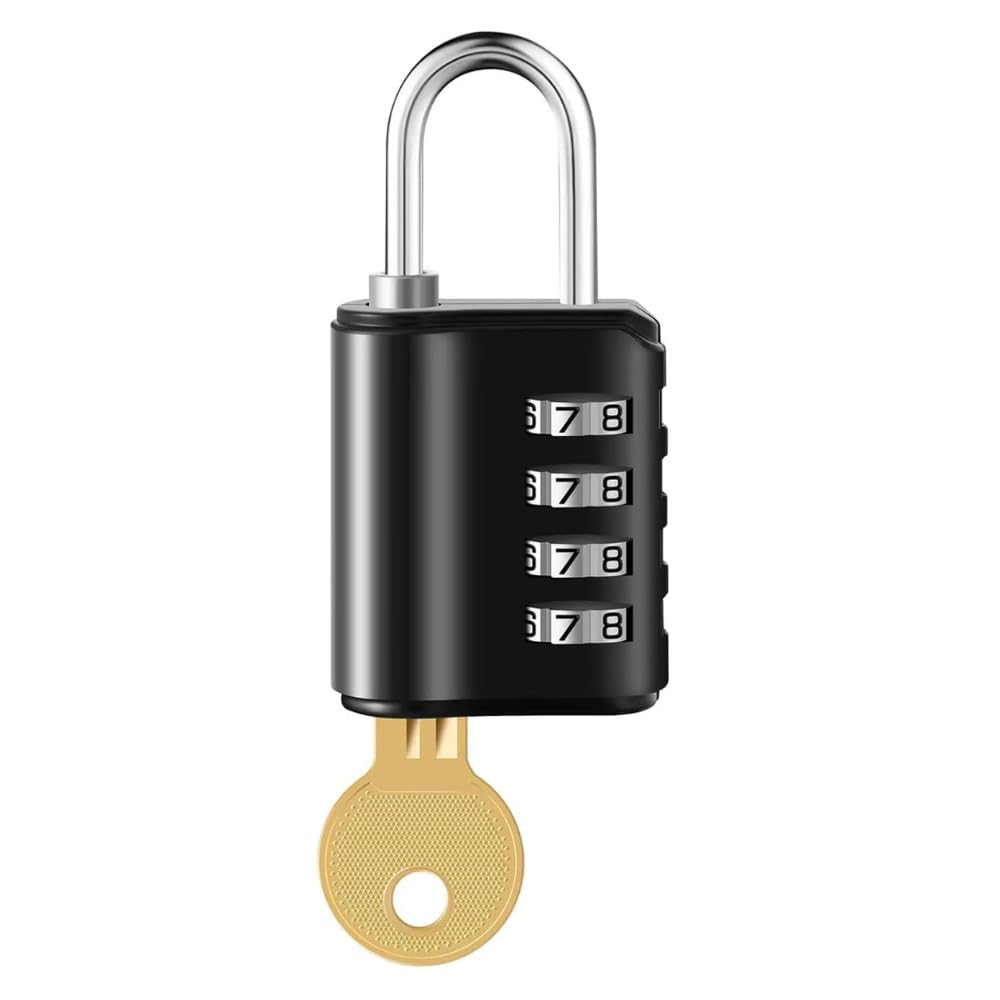 Jukusa 4-Digit Combination Padlock with Backup Key(1) | Heavy Duty Black Metal Security Lock | Resettable Code for Gym Locker, School, Travel, Gate & Storage Use (Black)-image-42