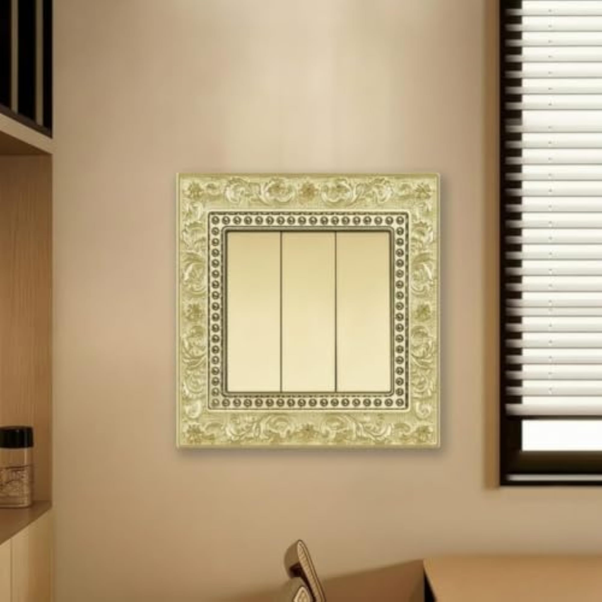 Embossed Switch Plate with Floral Border Gold-Tone