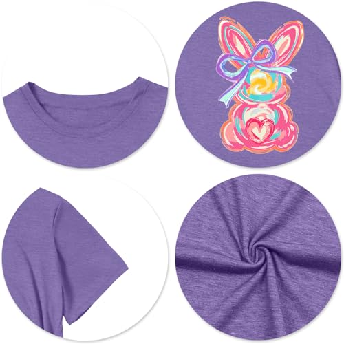 Image of Women Happy Easter T Shirt Bunny Rabbit Graphic T-Shirt Funny Letter Printed Shirts Short Sleeve Tops