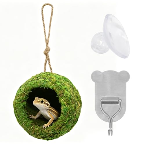 1Pcs Handmade Gecko Crested Accessories Tank Hide Reptile Natural Hanging Shelter Hammock Reptile & Amphibian Habitat Hideouts for Crested Gecko Tank Accessories Bearded Dragon Hermit Crab Snake