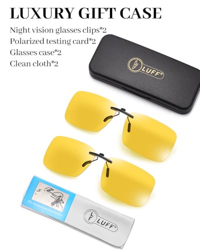 Image of LUFF Polarized /Night Vision Clip on Sunglasses /Myopia Glasses for Driving Black-Yellow