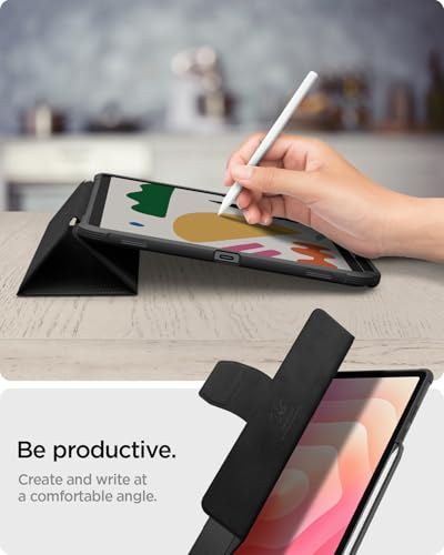 Image of Spigen Rugged Armor Pro | Samsung Galaxy Tab S11 Case [S Pen Holder] [Trifold Stand] 11 inch Folio Full Cover | TPU+PU Leather - Black