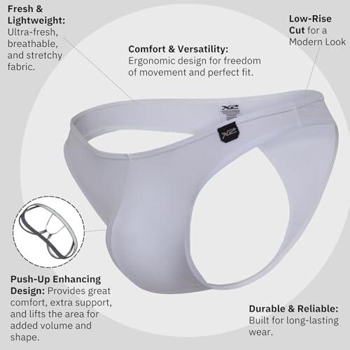 X2 Men's Thong Underwear – Ultra-Light, Push-Up Enhancing Pouch, Low-Rise, Soft & Stretchy3