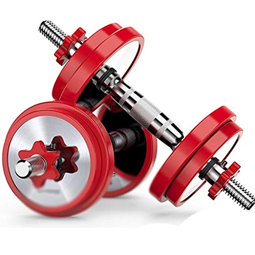Mancuernas de acero puro, mancuernas para el hogar, peso ajustable, juego de mancuernas para hombre, equipo de fitness de interior, 10 kg, 15 kg (color rojo, tamaño: 15 kg) (rojo 10 kg)