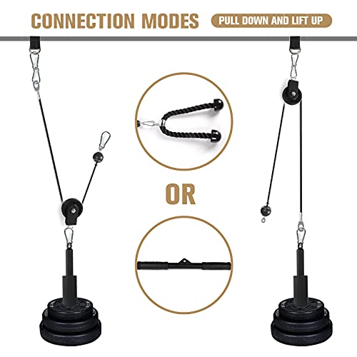 RitFit LAT and Lift Pulley System Pro with Dual Cables and Upgraded Loading Pin, Home and Garage Gym Squat Rack Accessories for Tricep Pull Down,Bicep Curl,Back,Shoulder-Strength Workout