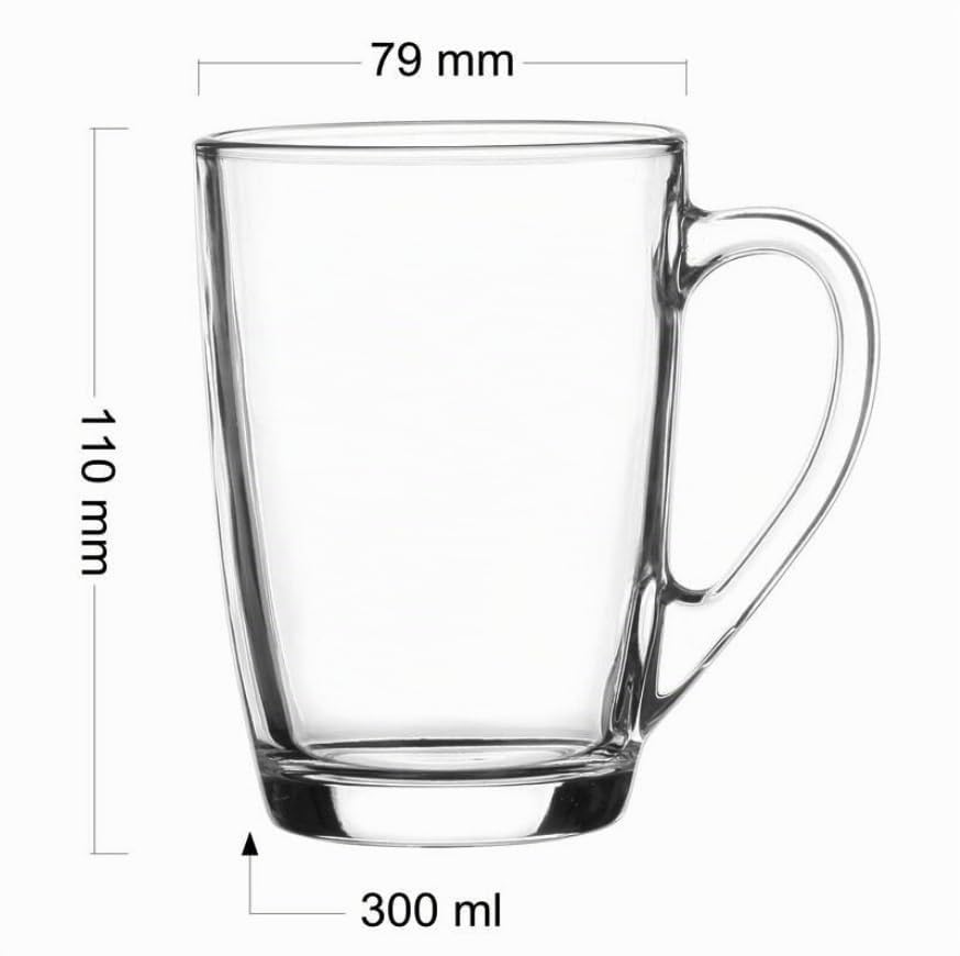 Glasmark KROSNO 1992 Gläser Set Kaffeegläser Teegläser Mit Henkel 4 Stück 300 ml Kaffee Tee Latte Glas Teetassen Glasbecher Trinkglas Spülmaschinengeeignet Ala, Durchsichtig – Bild 2