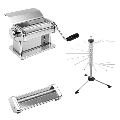 Nudelvorbereitungsset, Atlas 150 Slide Nudelmaschine + Trockner + Zubehör für Fettuccine, Taglioni und Bigoli, Küchenzubehör, Made in Italy.