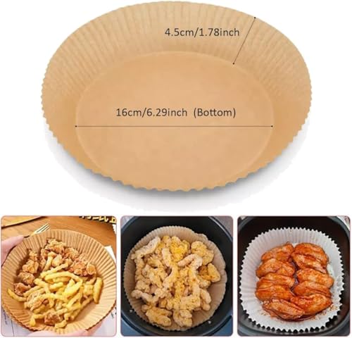Image of 100 PCS Air Fryer Paper Sheets | Air Fryer Liners Disposable, 8 inch Square & Round [Food Grade Material] Parchment Paper Liners Non-Stick & Oilproof for Airfryer, Baking, Roasting Microwave, Oven (Round)