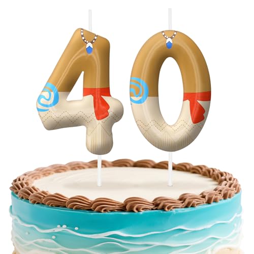 Image of Hawaii Number 40 Birthday Candles, Island Themed Cake Topper for Boys Girls Cake Decorations, Birthday Decorations Party Supplies, Number Candles for Party Decor